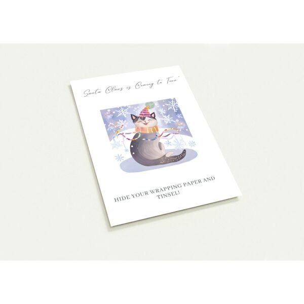 Santa Claws Greeting Cards – Pack of 10, Stylish Foil Accents, Eco-Friendly Paper